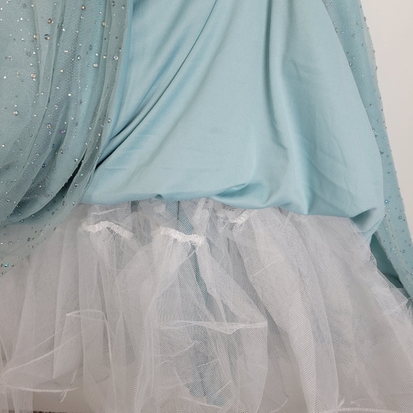 NWT TLC Say Yes Juniors Rhinestone-Embellished Mesh-Waist Gown in Seagreen 13/14 - Picture 14 of 15